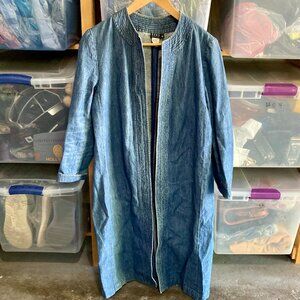 Michael Kors Womens Vintage Blue Denim Open Duster Jacket Size 8 Western